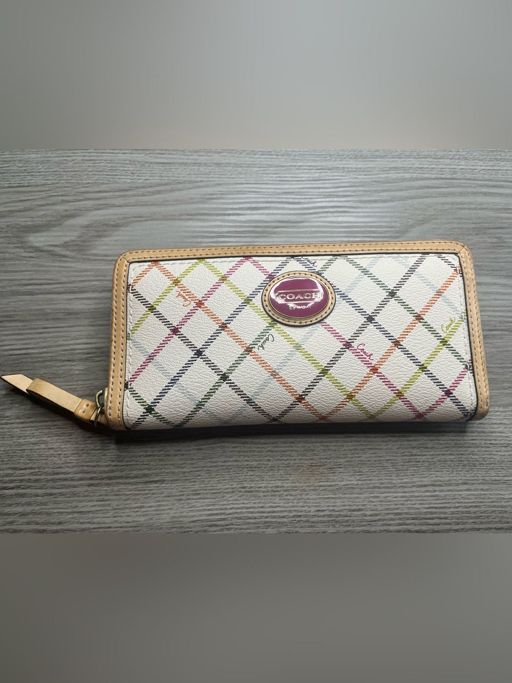 Coach Peyton Tattersall Accordion Zip Wallet
